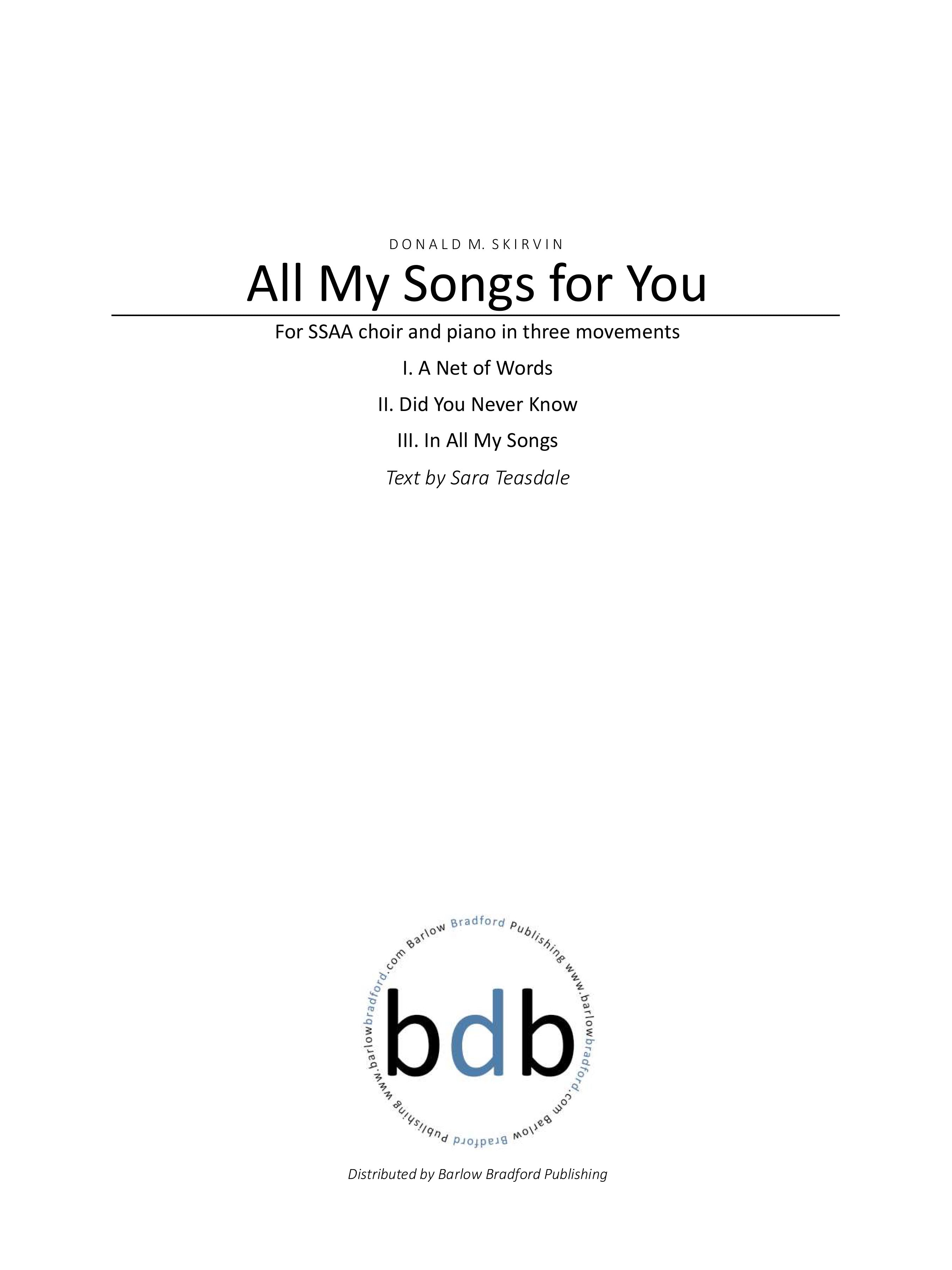 All My Songs For You